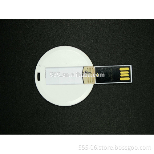 Hot sale Plastic card usb flash drive, Round card shaped USB drive with full color logo printing for promotion 32GB